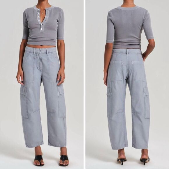 NEW Citizens of Humanity Marcelle Pants Womens 30 Gray Low Slung Cargo Barrel - Picture 1 of 15